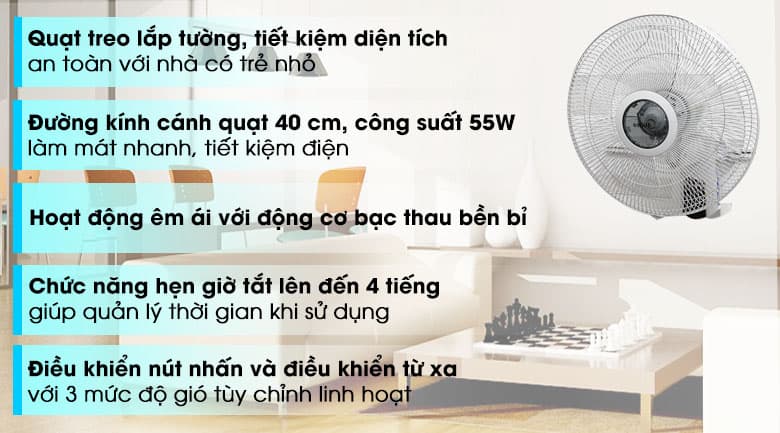 Ảnh Quạt treo tường Midea 3 cánh FW40 7JR 55W