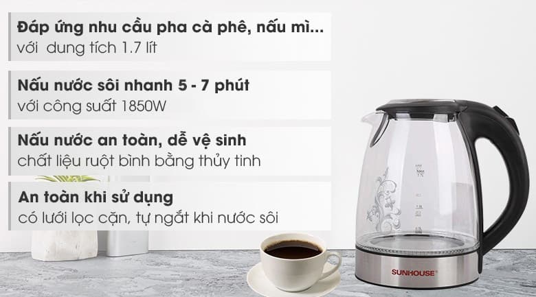 Ảnh Bình đun siêu tốc Sunhouse 1.7 lít SHD1217