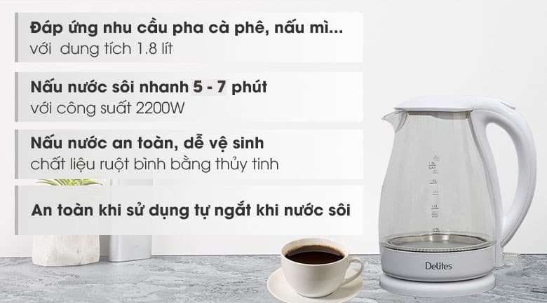 Ảnh Bình đun siêu tốc Delites 1.8 lít ST18G02
