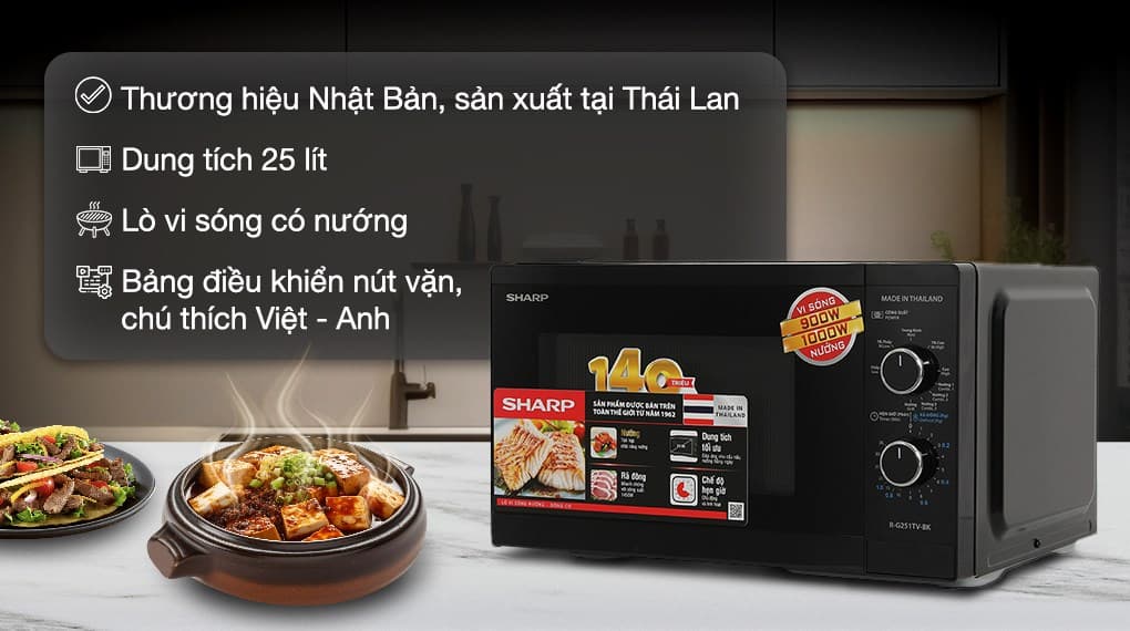 Ảnh Lò vi sóng có nướng Sharp R-G251TV-BK 25 lít