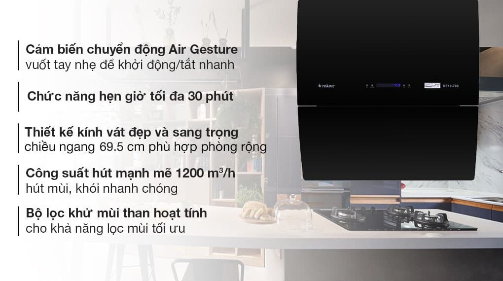 Ảnh Máy hút mùi kính vát Pramie DE19-700