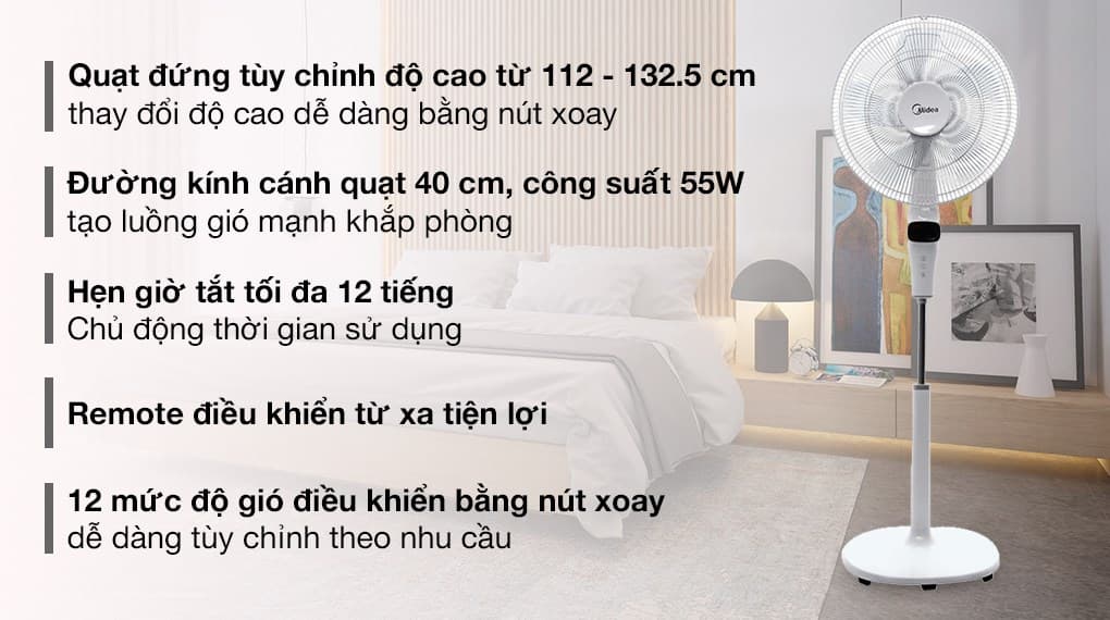 Ảnh Quạt đứng Midea 5 cánh DC inverter FS40-15DR 55W