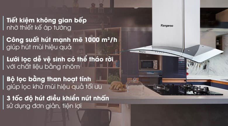 Ảnh Máy hút mùi kính cong Kangaroo KG538