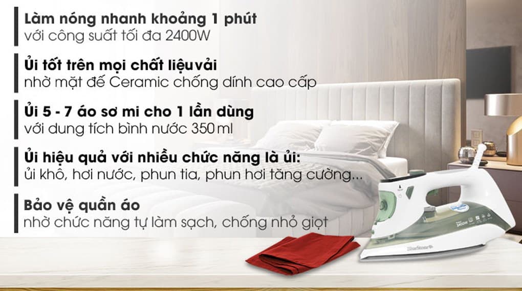 Ảnh Bàn ủi hơi nước BlueStone SIB-3879 2400W