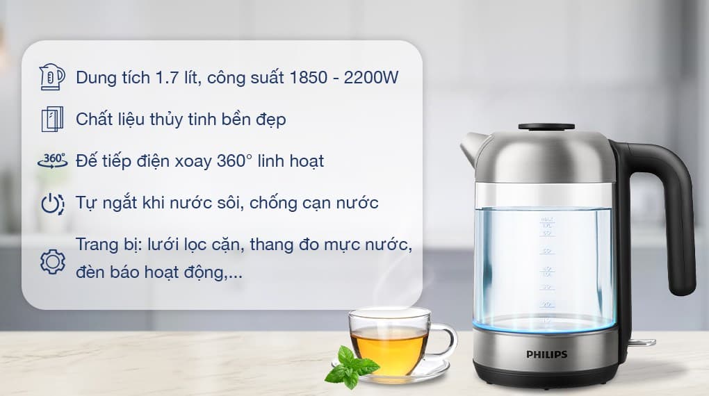 Ảnh Bình đun siêu tốc Philips 1.7 lít HD9339/80