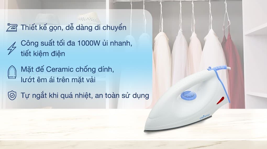 Ảnh Bàn ủi khô Crystal RC-02 1000W