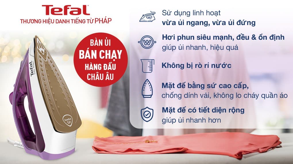 Ảnh Bàn ủi hơi nước Tefal Easy Steam FV1955E0 1400W
