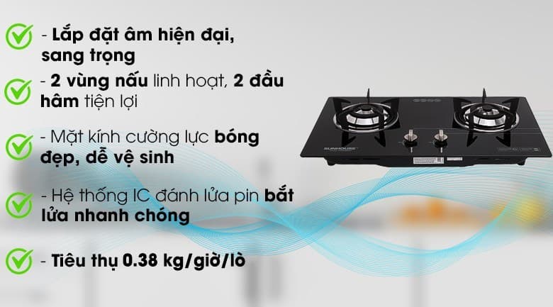Ảnh Bếp ga âm Sunhouse SHB5546MT