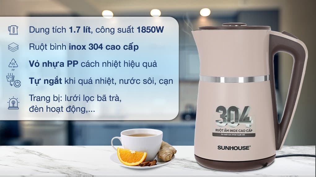 Ảnh Bình đun siêu tốc Sunhouse 1.7 lít SHD1360
