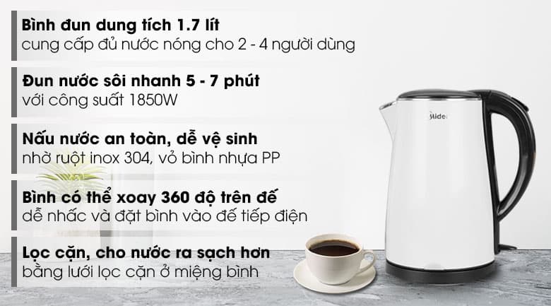 Ảnh Bình đun siêu tốc Midea 1.7 lít MK-17DS