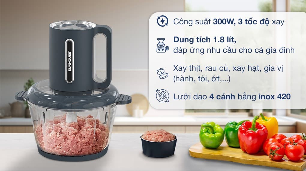 Ảnh Máy xay thịt đa năng Sunhouse SHD5403 300W 1.8 lít