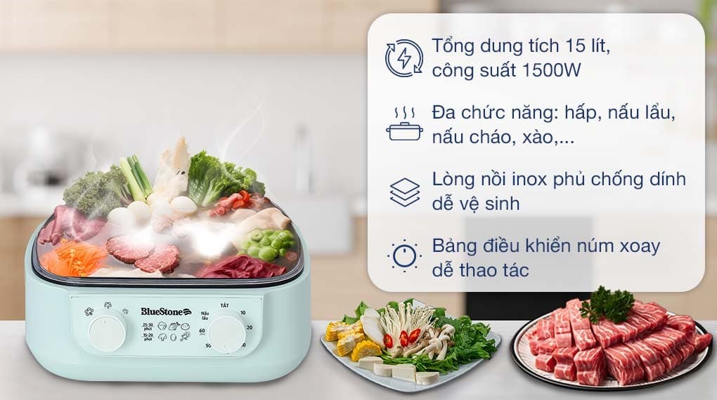 Ảnh Nồi lẩu hấp đa năng BlueStone MPB-7235 15 lít