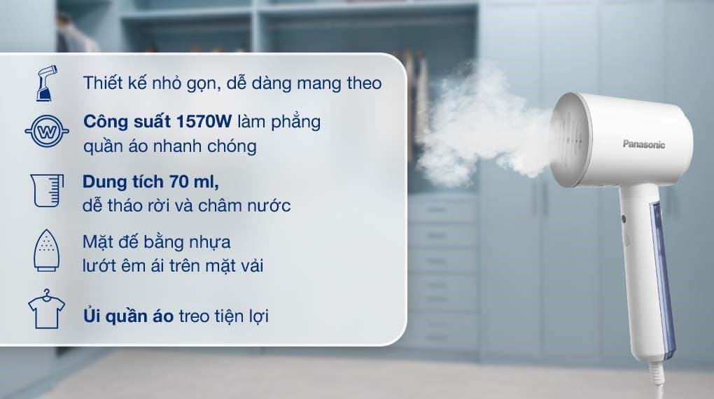 Ảnh Bàn ủi hơi nước cầm tay Panasonic NI-GHD015WRA 1570W