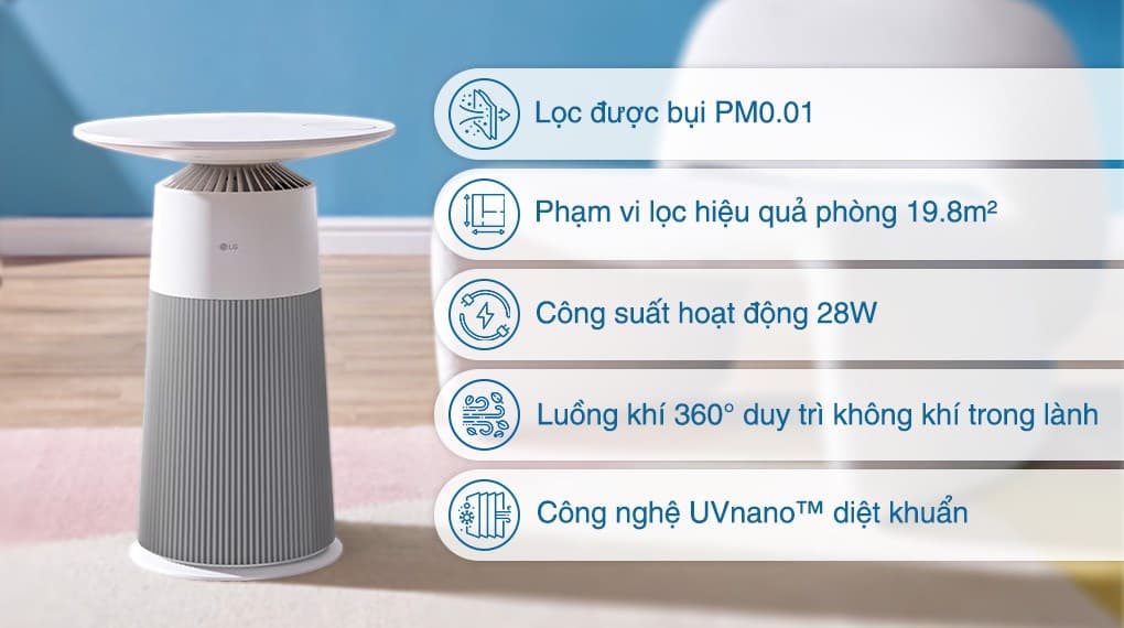 Ảnh Máy lọc không khí LG PuriCare Aero Furniture AS20GPBK0 màu nâu 28W