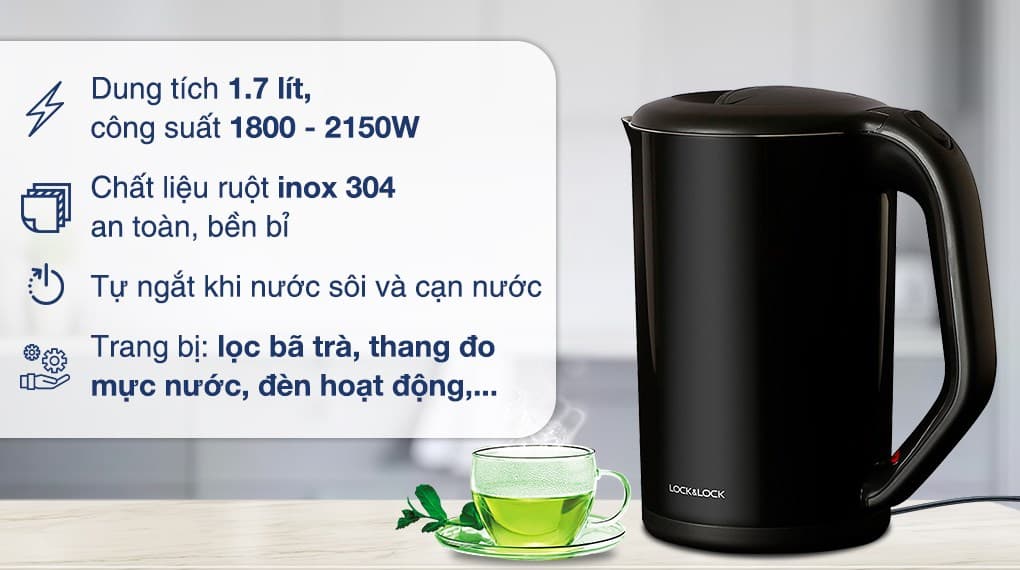 Ảnh Bình đun siêu tốc Lock&Lock 1.7 lít EJK738BLK