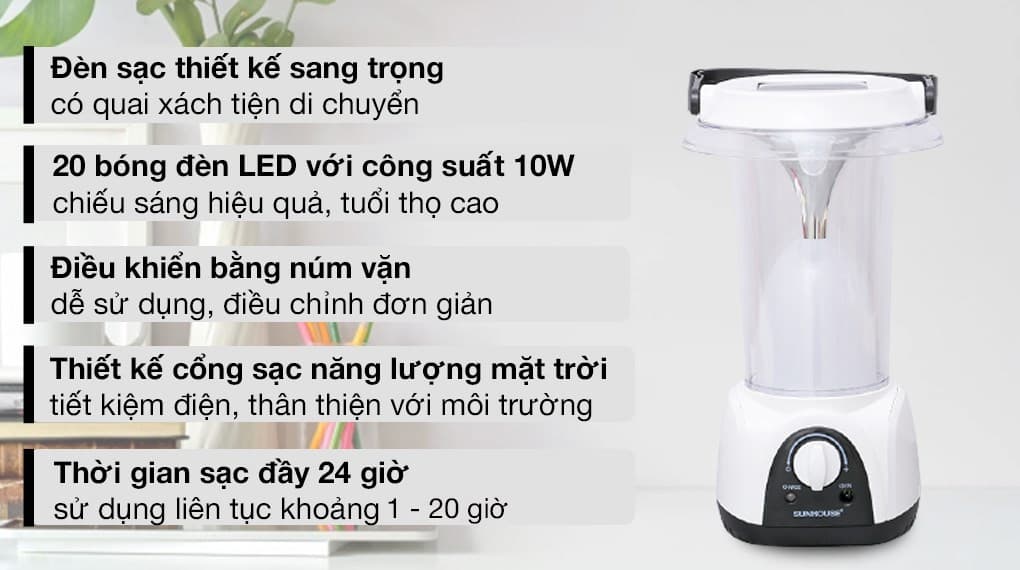 Ảnh Đèn sạc năng lượng mặt trời Sunhouse SHE-6899S