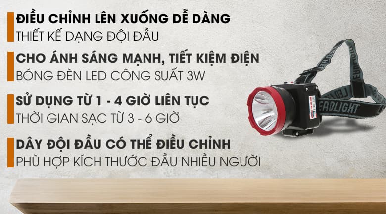 Ảnh Đèn pin sạc đội đầu Sunhouse SHE-5032