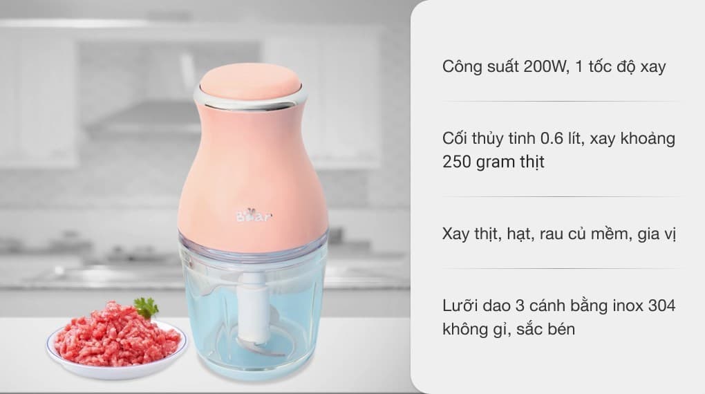 Ảnh Máy xay thịt mini Bear QSJ-B02U2 200W 0.6 lít