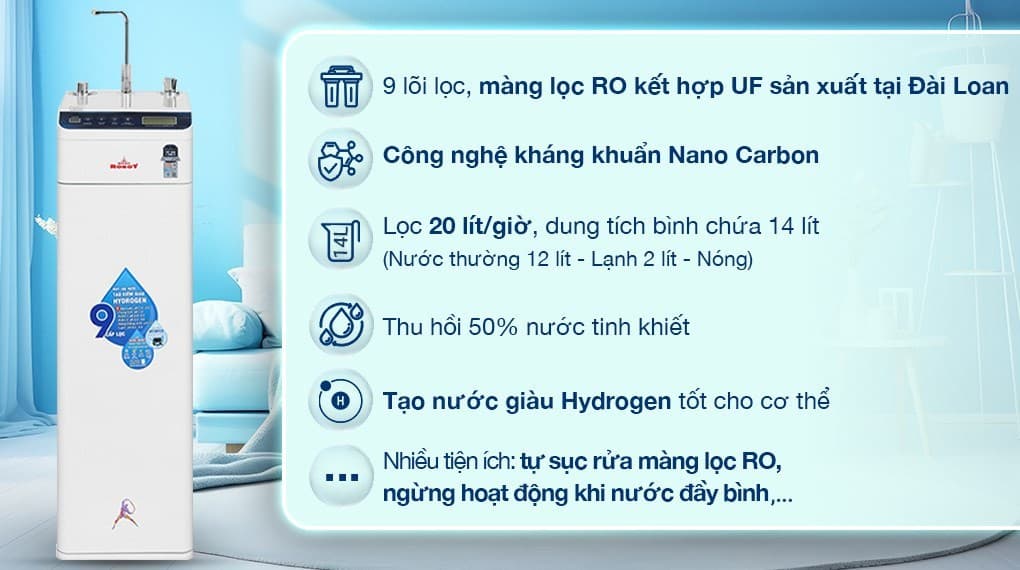 Ảnh Máy lọc nước RO nóng nguội lạnh Hydrogen ROBOT HydroElite-9X 9 lõi