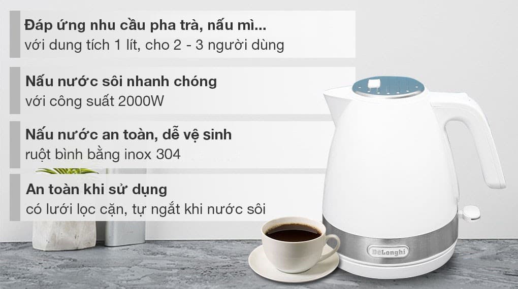Ảnh Bình đun siêu tốc Delonghi 1 lít KBLA2000.W