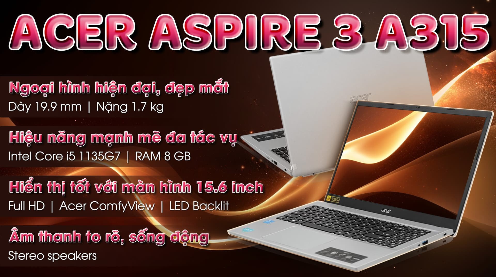 Ảnh Laptop Acer Aspire 3 A315 58 529V i5 1135G7/8GB/256GB/Win11 (NX.ADDSV.00N)