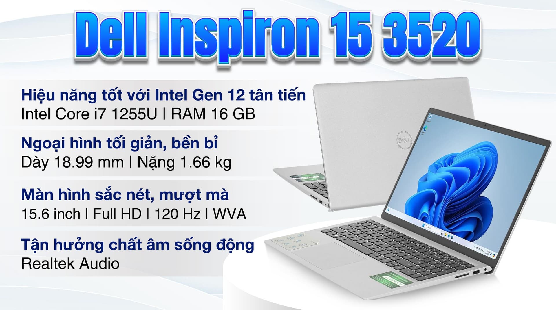 Ảnh Laptop Dell Inspiron 15 3520 i7 1255U/16GB/512GB/120Hz/OfficeHS/Win11 (71053682)