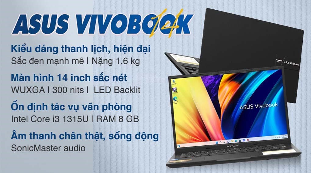 Ảnh Laptop Asus Vivobook 14 A1405VA i3 1315U/8GB/512GB/Win11 (LY097W)