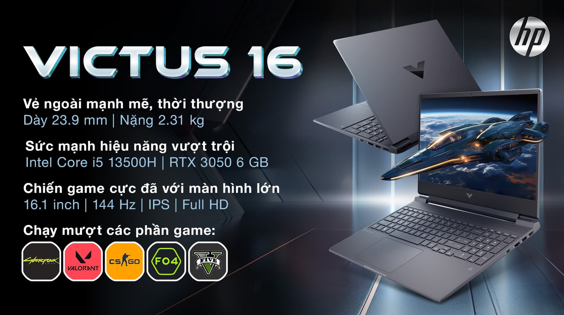 Ảnh Laptop HP VICTUS 16 r0283TX i5 13500H/16GB/512GB/144Hz/6GB RTX3050/Win11 (AD9T3PA)