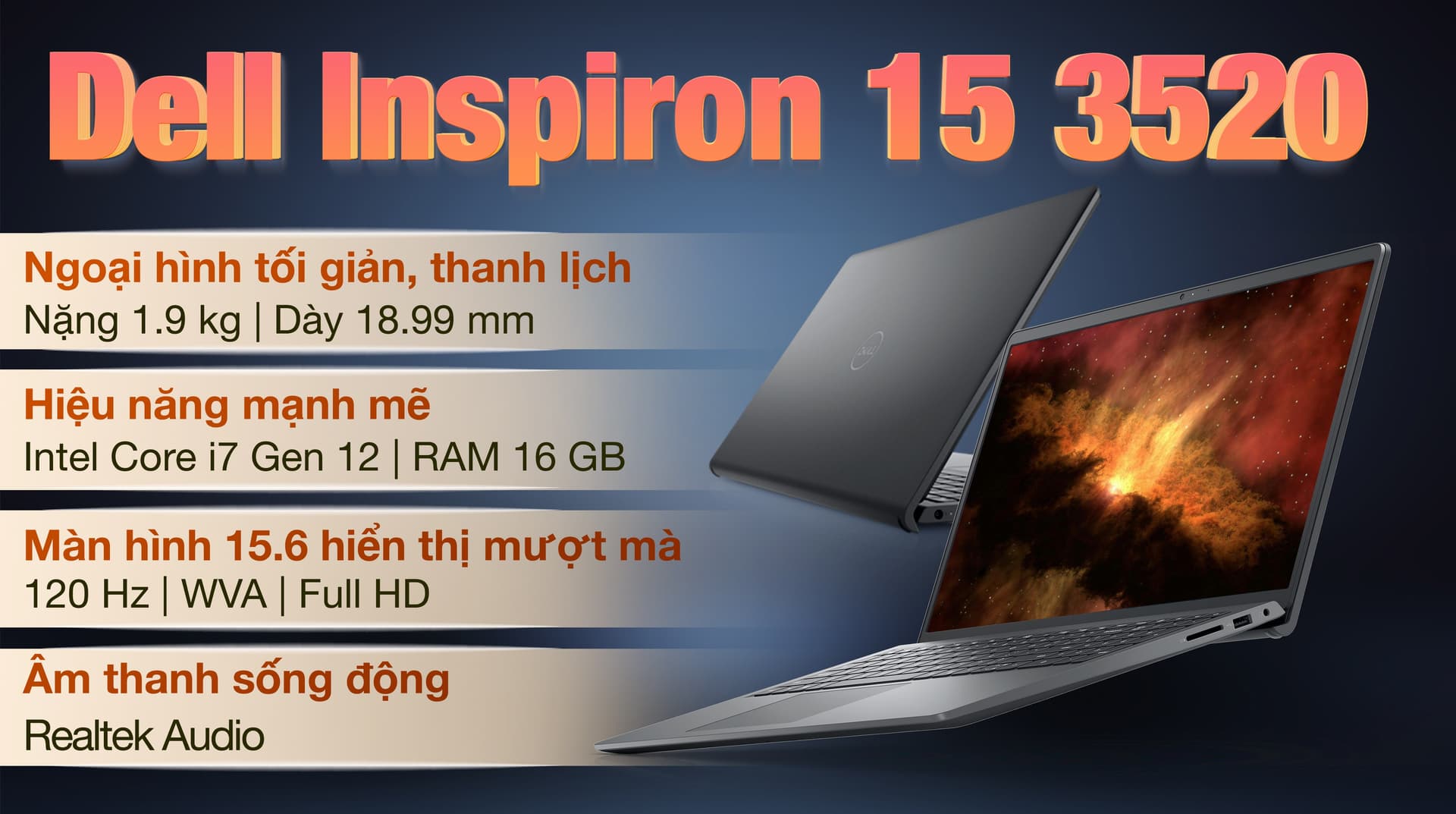 Ảnh Laptop Dell Inspiron 15 3520 i7 1255U/16GB/512GB/120Hz/OfficeHS/Win11 (N3520-i7U165W11BLU-FP)