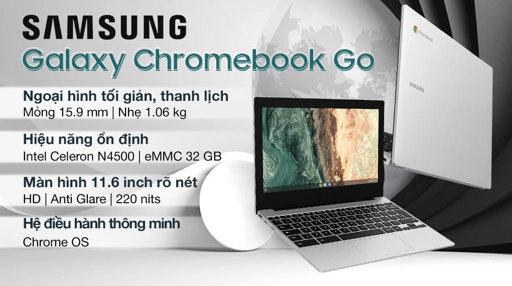 Ảnh Laptop Samsung Galaxy Chromebook Go XE310XDA N4500/4GB/32GB/ChromeOS