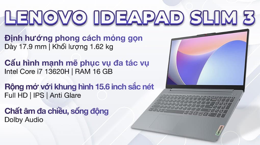Ảnh Laptop Lenovo Ideapad Slim 3 15IRH8 i7 13620H/16GB/1TB/Win11 (83EM003FVN)