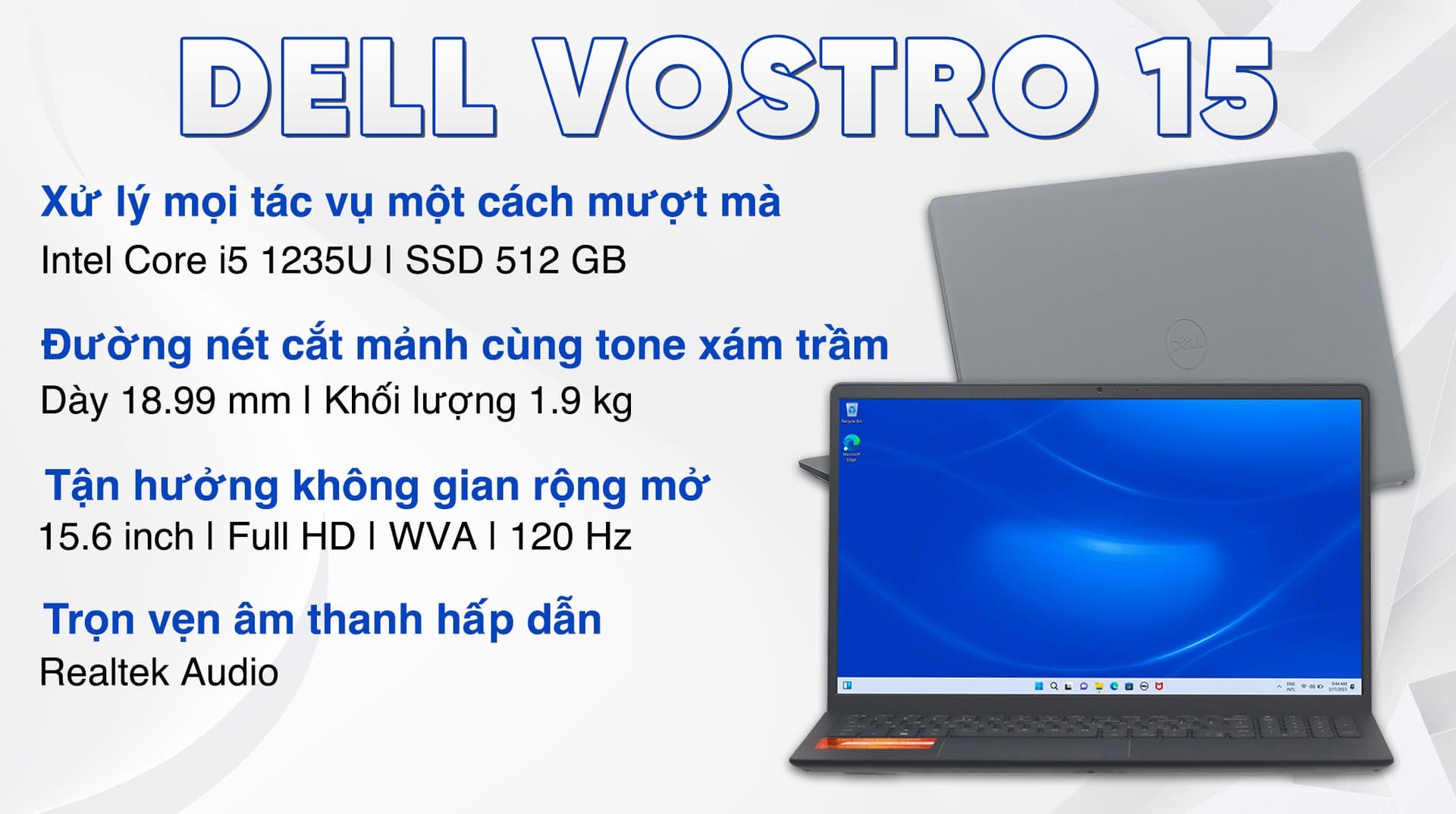 Ảnh Laptop Dell Vostro 15 3520 i5 1235U/16GB/512GB/120Hz/OfficeHS/Win11 (V3520-i5U165W11GRU)
