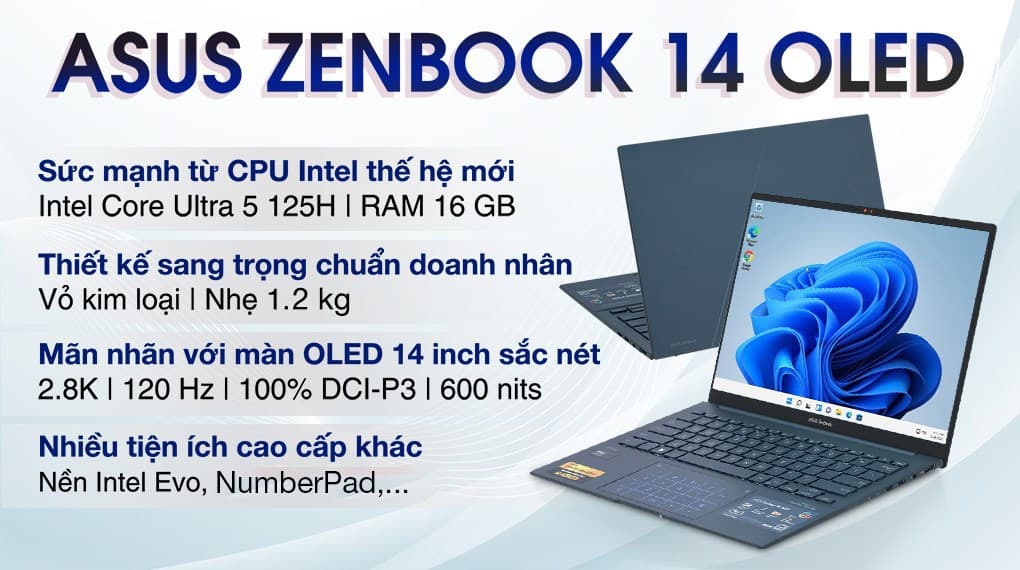 Ảnh Laptop Asus Zenbook 14 OLED UX3405MA Ultra 5 125H/16GB/512GB/Túi/Win11