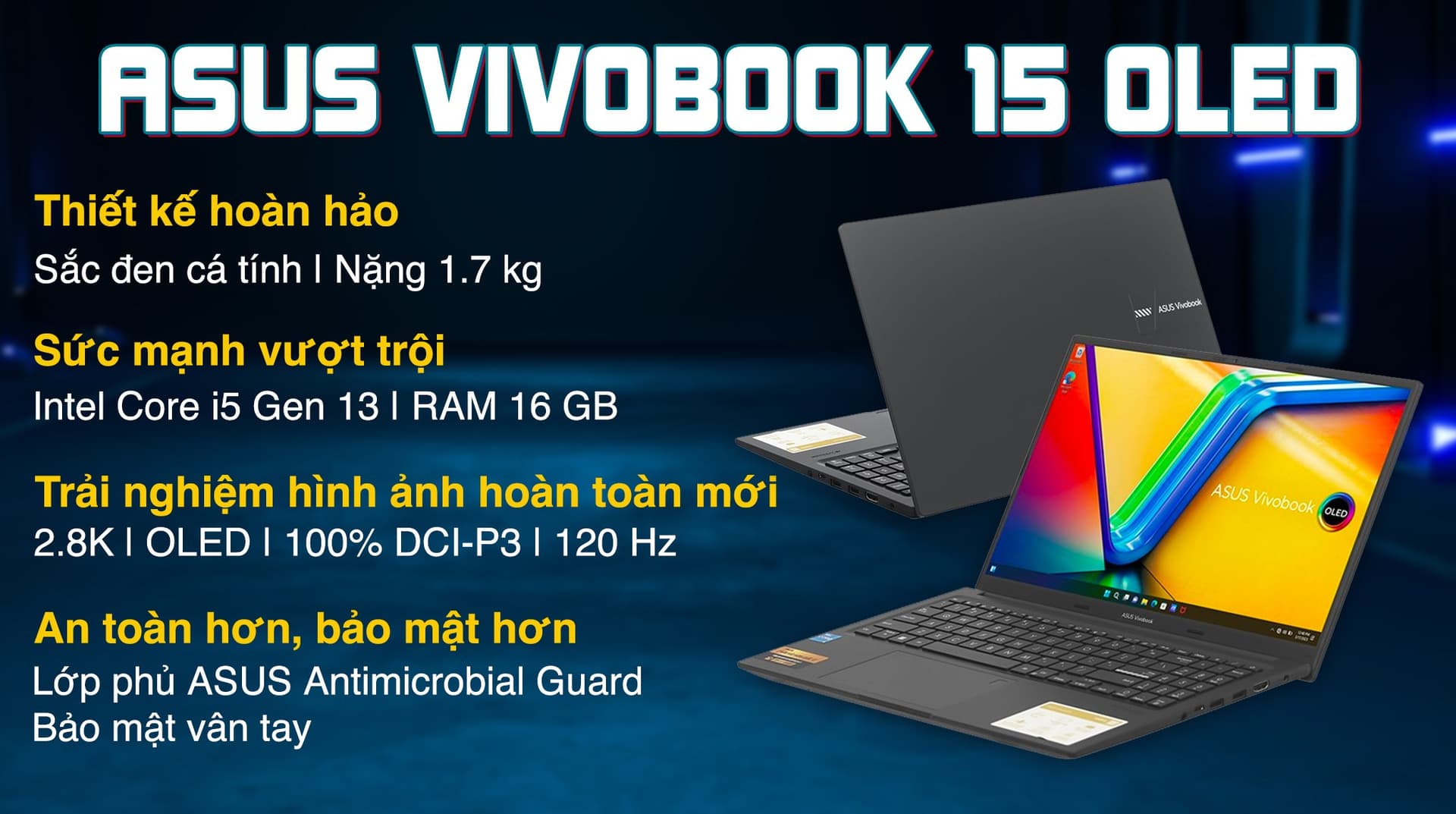 Ảnh Laptop Asus Vivobook 15 OLED A1505VA i5 13500H/16GB/512GB/120Hz/Win11 (MA467W)