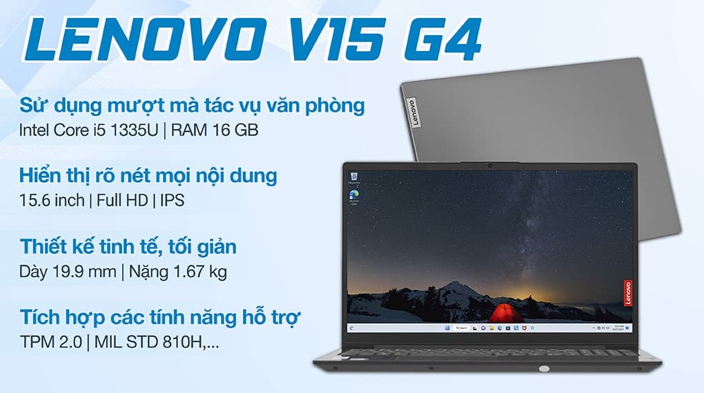 Ảnh Laptop Lenovo V15 G4 IRU i5 1335U/16GB/512GB/Win11 (83A1000LVN)