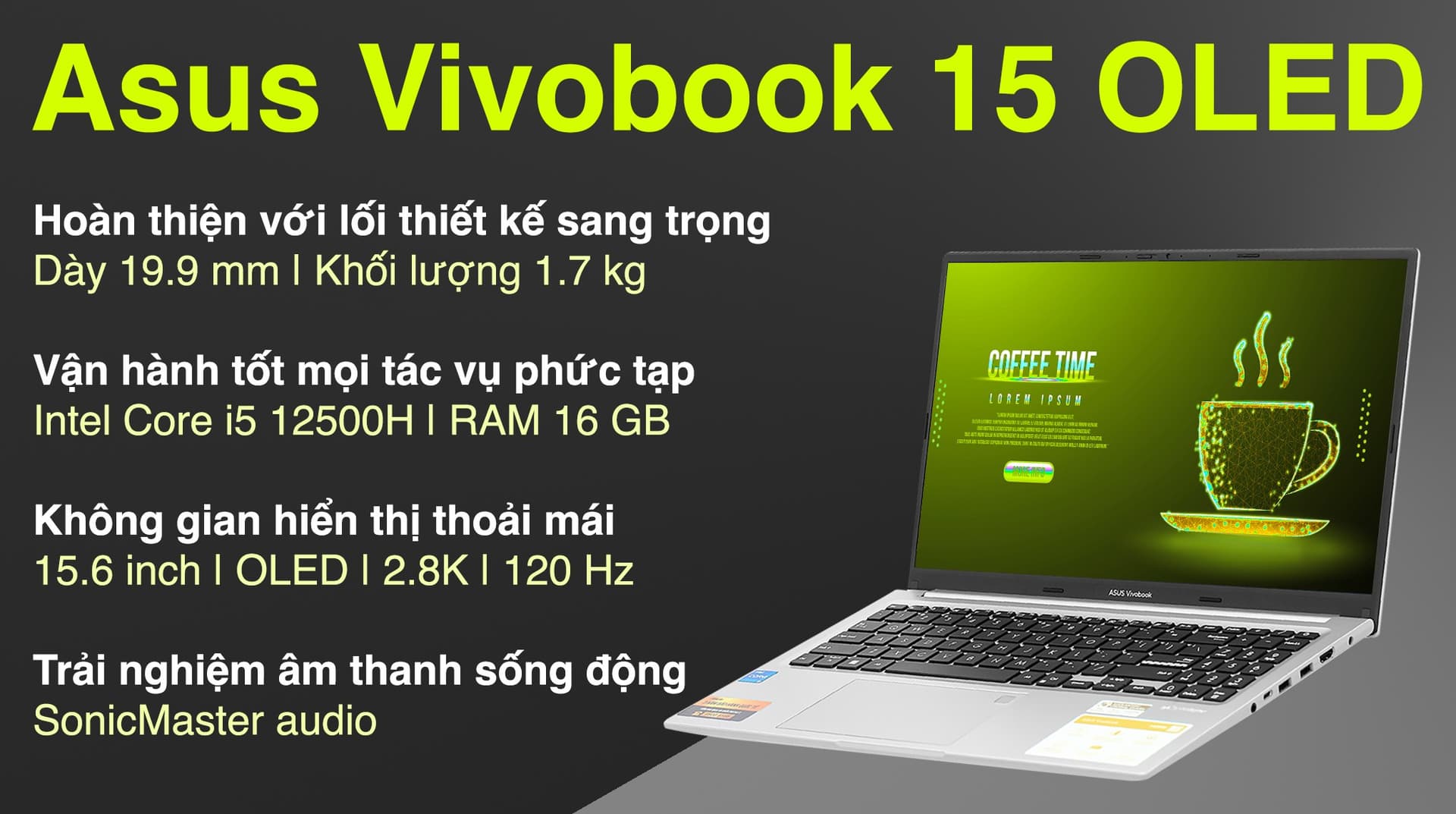 Ảnh Laptop Asus Vivobook 15 OLED A1505ZA i5 12500H/16GB/512GB/120Hz/Win11 (MA415W)