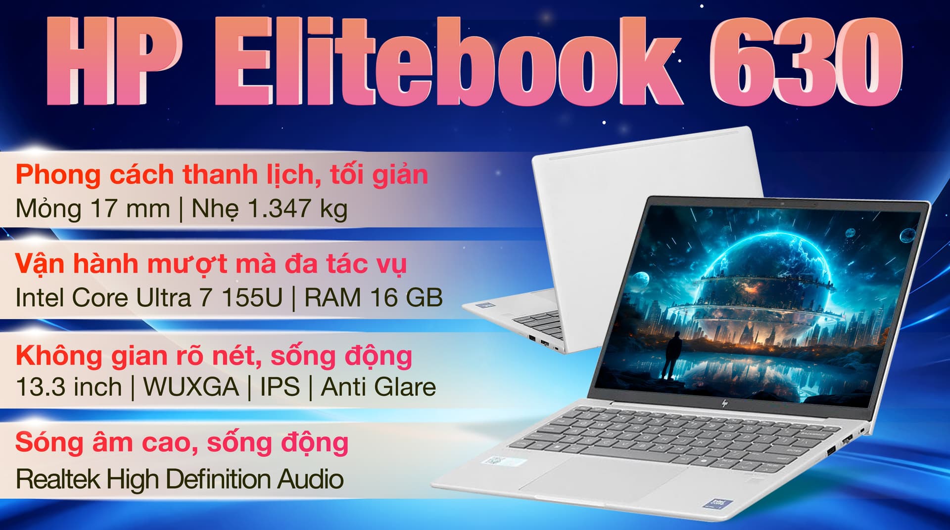 Ảnh Laptop HP Elitebook 630 G11 Ultra 7 155U/16GB/512GB/Win11 (A7LC5PT)