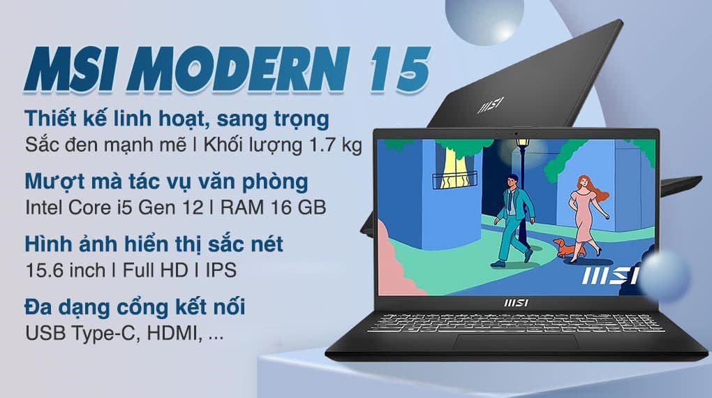 Ảnh Laptop MSI Modern 15 B12MO i5 1235U/16GB/512GB/Win11 (628VN)
