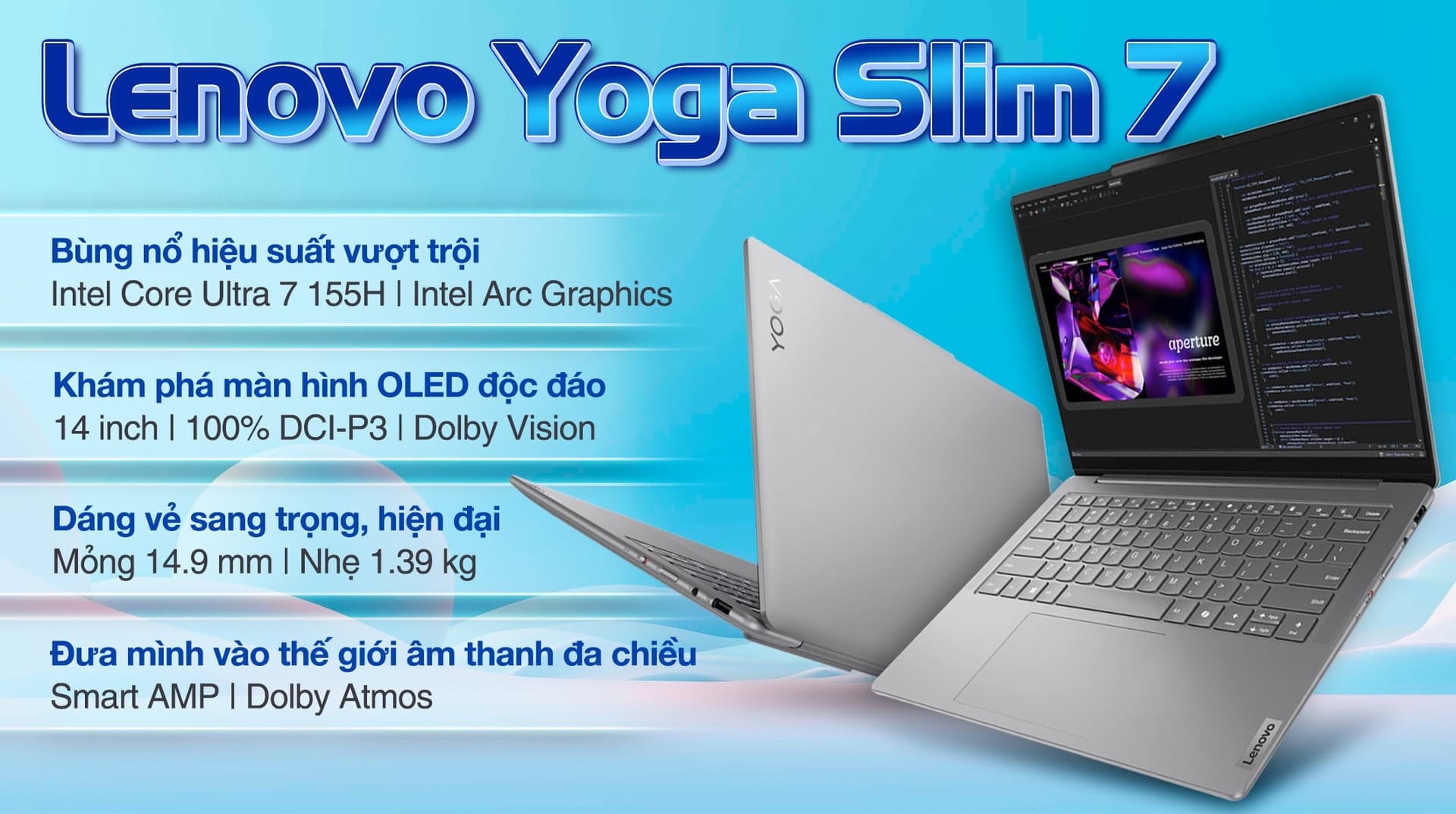 Ảnh Laptop Lenovo Yoga Slim 7 14IMH9 Ultra 7 155H/32GB/1TB/OfficeHS/Win11 (83CV001VVN)