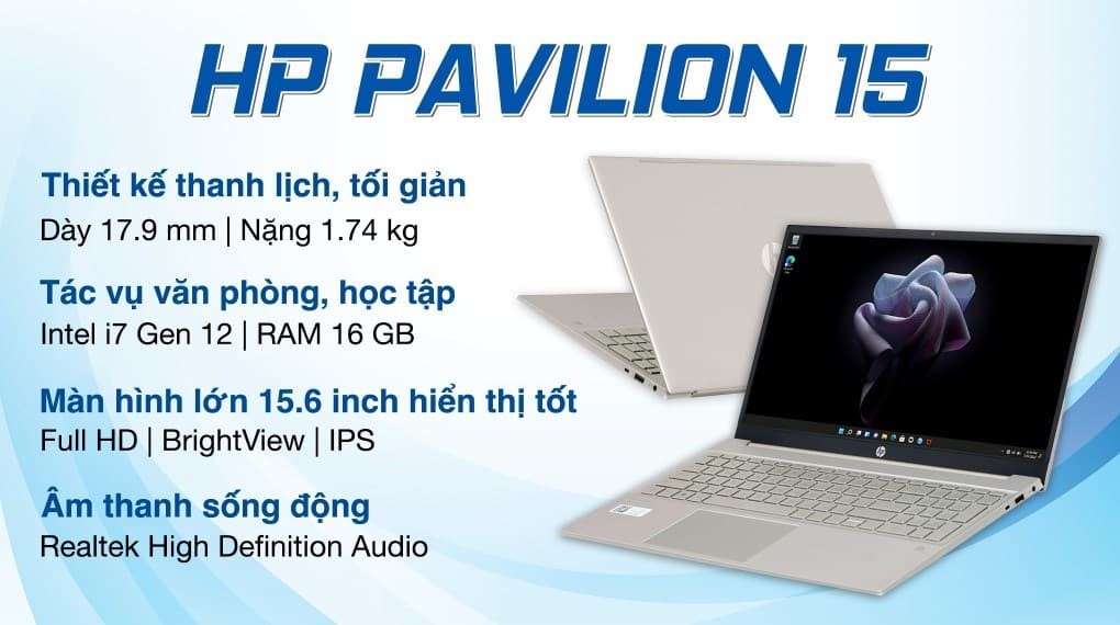 Ảnh Laptop HP Pavilion 15 eg2088TU i7 1260P/16GB/512GB/Win11 (7C0R0PA)