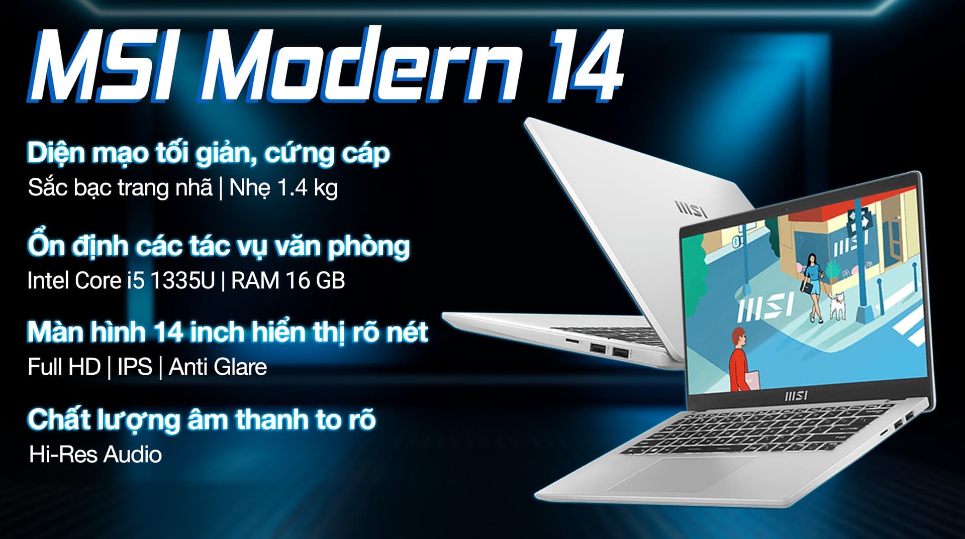 Ảnh Laptop MSI Modern 14 C13M i5 1335U/16GB/512GB/Win11 (611VN)