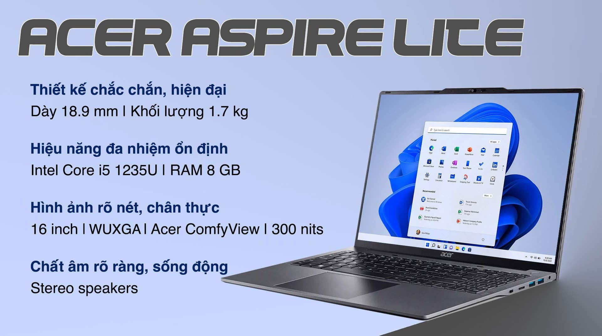 Ảnh Laptop Acer Aspire Lite AL16 51P 596H i5 1235U/8GB/512GB/Win11 (NX.KWZSV.002)