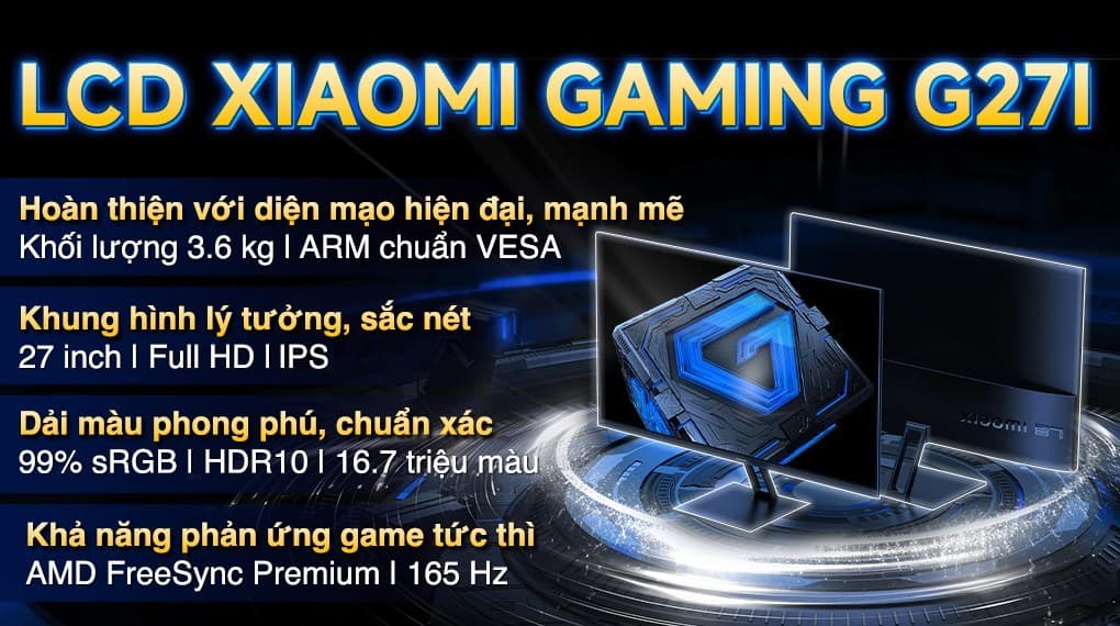 Ảnh Màn hình Gaming Xiaomi G27i 27 inch FHD/IPS/165Hz/1ms/FreeSync/HDMI