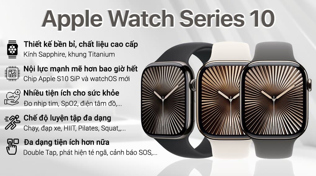Ảnh Apple Watch Series 10 GPS + Cellular 46mm viền Titanium dây thể thao