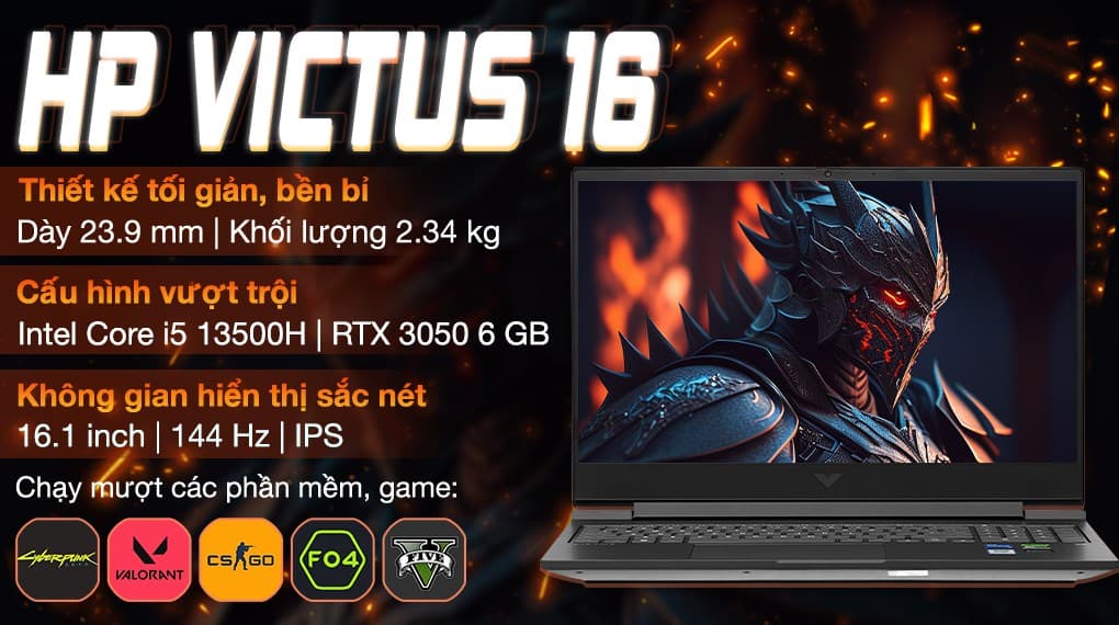 Ảnh Laptop HP Gaming VICTUS 16 r0130TX i5 13500H/16GB/512GB/144Hz/6GB RTX3050/Win11 (8C5N5PA)