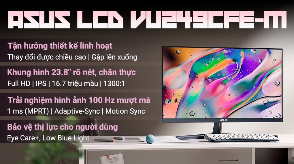 Ảnh Màn hình Asus VU249CFE-M 23.8 inch FHD/IPS/100Hz/1ms