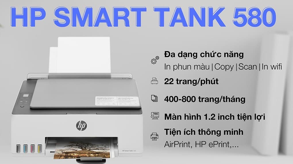 Ảnh Máy in phun màu đa năng HP Smart Tank 580 Wifi (1F3Y2A)