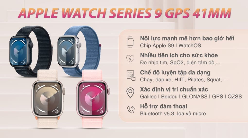 Ảnh Đồng hồ thông minh Apple Watch Series 9 GPS 41mm viền nhôm dây vải