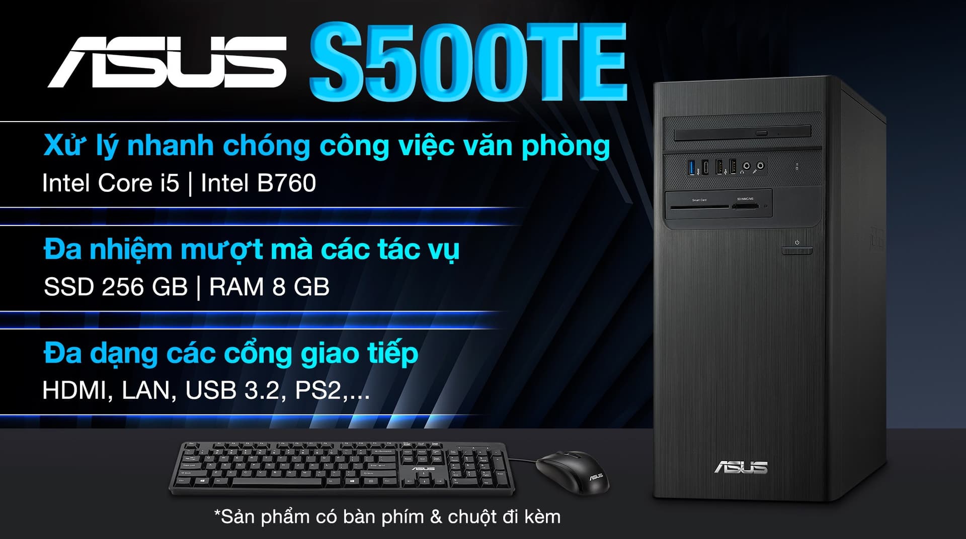 Ảnh ASUS S500TE i5 13500/8GB/256GB/Bàn Phím/Chuột/Win11 (S500TE-513500019W)