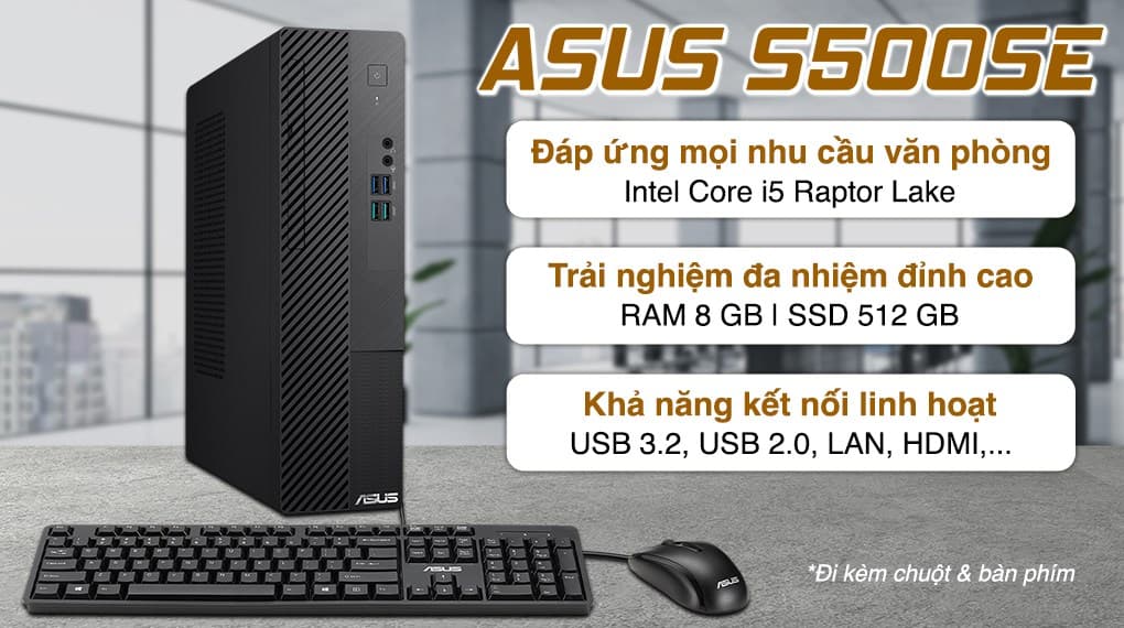 Ảnh ASUS S500SE i5 13500/8GB/512GB/Bàn Phím/Chuột/Win11 (S500SE-513500008W)